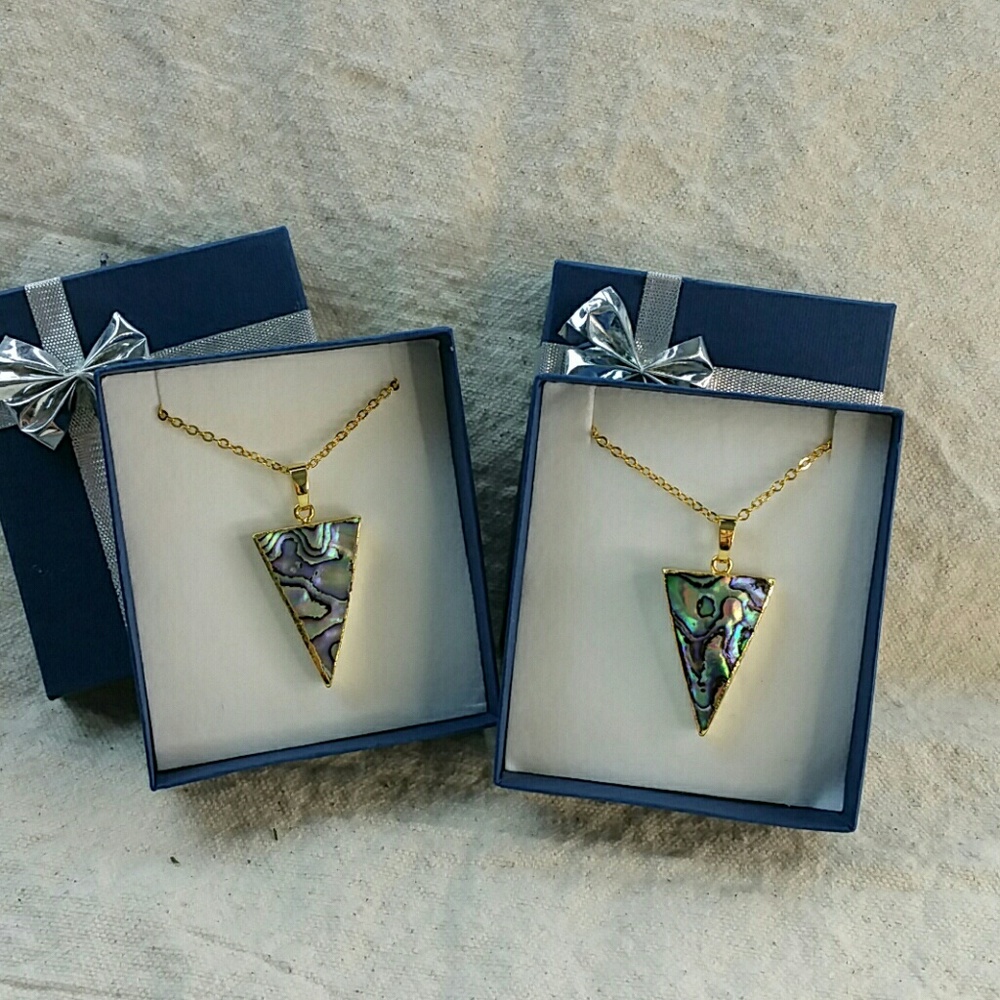 NEW Australian Abalone Necklace 18k Gold 14K Chain - Picture 5 of 8
